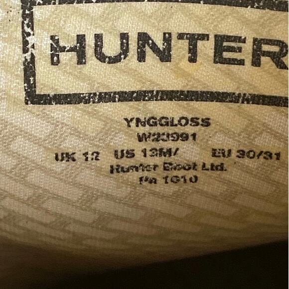 Hunter Original Kids Black Gloss Slip On Rain Boots- US 13 Boy/ 1 Girl - Picture 10 of 10